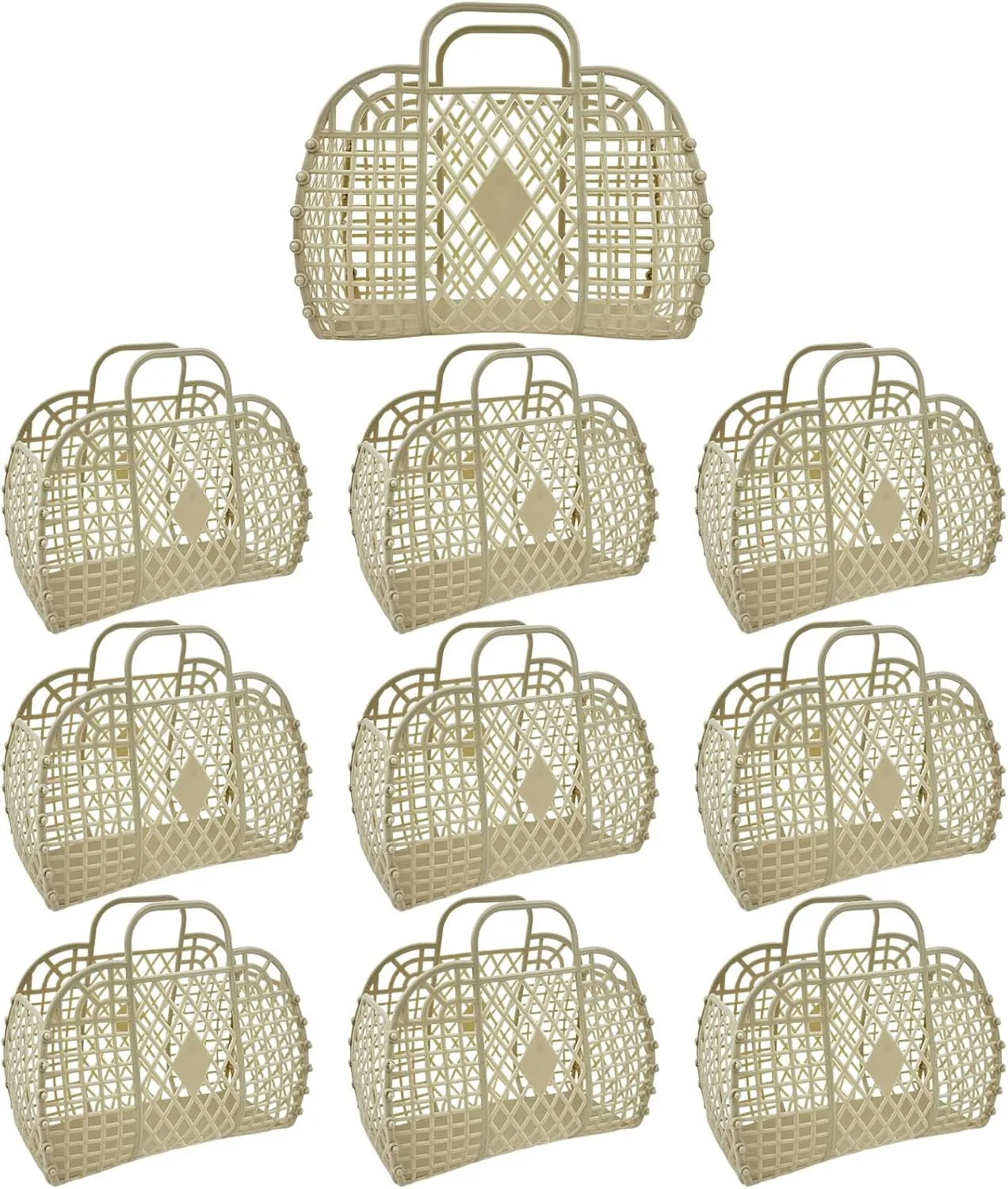 10 PCS Jelly Purse Jelly Basket Beach Bags, Reusable Plastic Jelly Beach Bag Beach Tote Gift Basket