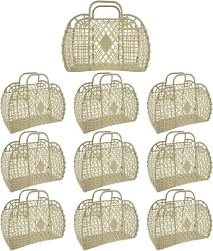 10 PCS Jelly Purse Jelly Basket Beach Bags, Reusable Plastic Jelly Beach Bag Beach Tote Gift Basket
