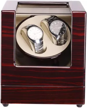 100% Handmade Automatic Double Wood Watch Winder for 2 Watches with Quiet Motor Display Box