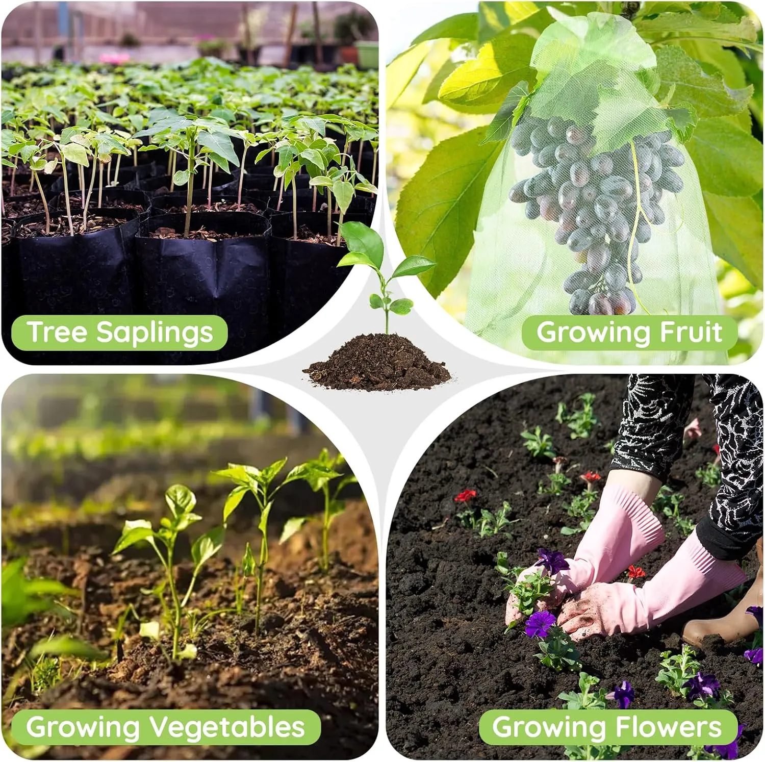 100 Pcs 3 Sizes Fruit Protective Bags, Garden Netting Green Bags for Fruits & Vegetables, Deer Netting Mesh Bag Drawstring, Green Bags for Produce Mango Tree Apple Tree Fruit Trees Flower