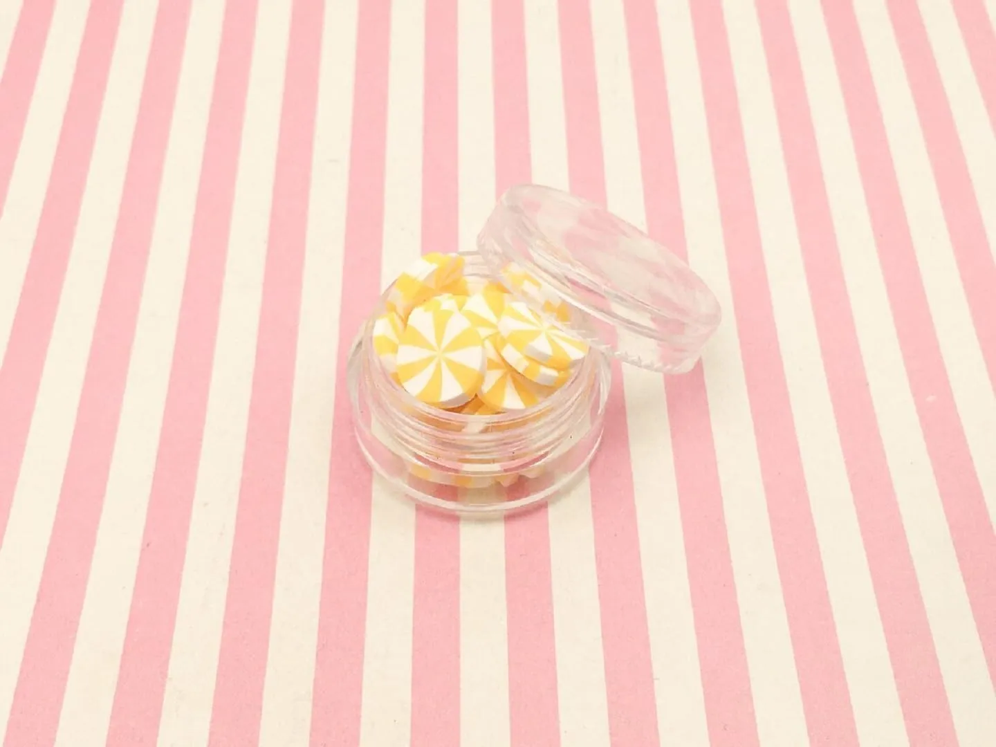 10mm Lemon Yellow Peppermint Polymer Clay Sprinkles, Large Fake Candy Slices for Crafts, Miniature Faux Mint for Fake Bake, Slime, Nail Art, Decoden (100 gram Bag)