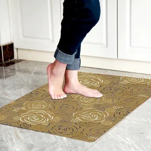 1/10 Inch Ultra Thin 24"×35" Large Front Door Mat Indoor Entrance Inside Non Slip, Waterproof Rubber Kitchen mat and Interior Home Washable Door Mat, Tan Brown