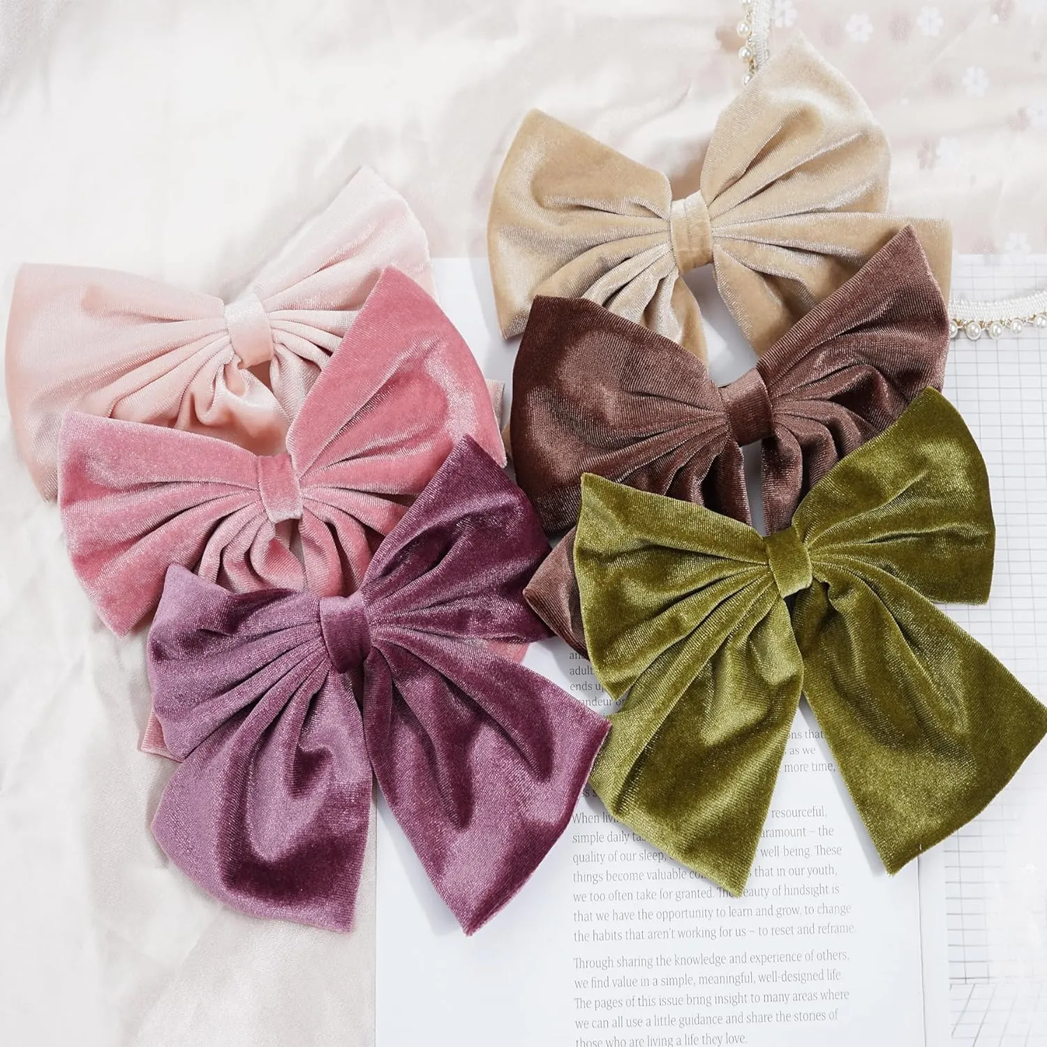 12 Pack Velvet Hair Bows Clips 8Inch Big Large Velvet Bows French Hair Barrettes Vintage Accessories for Teens Girls Women