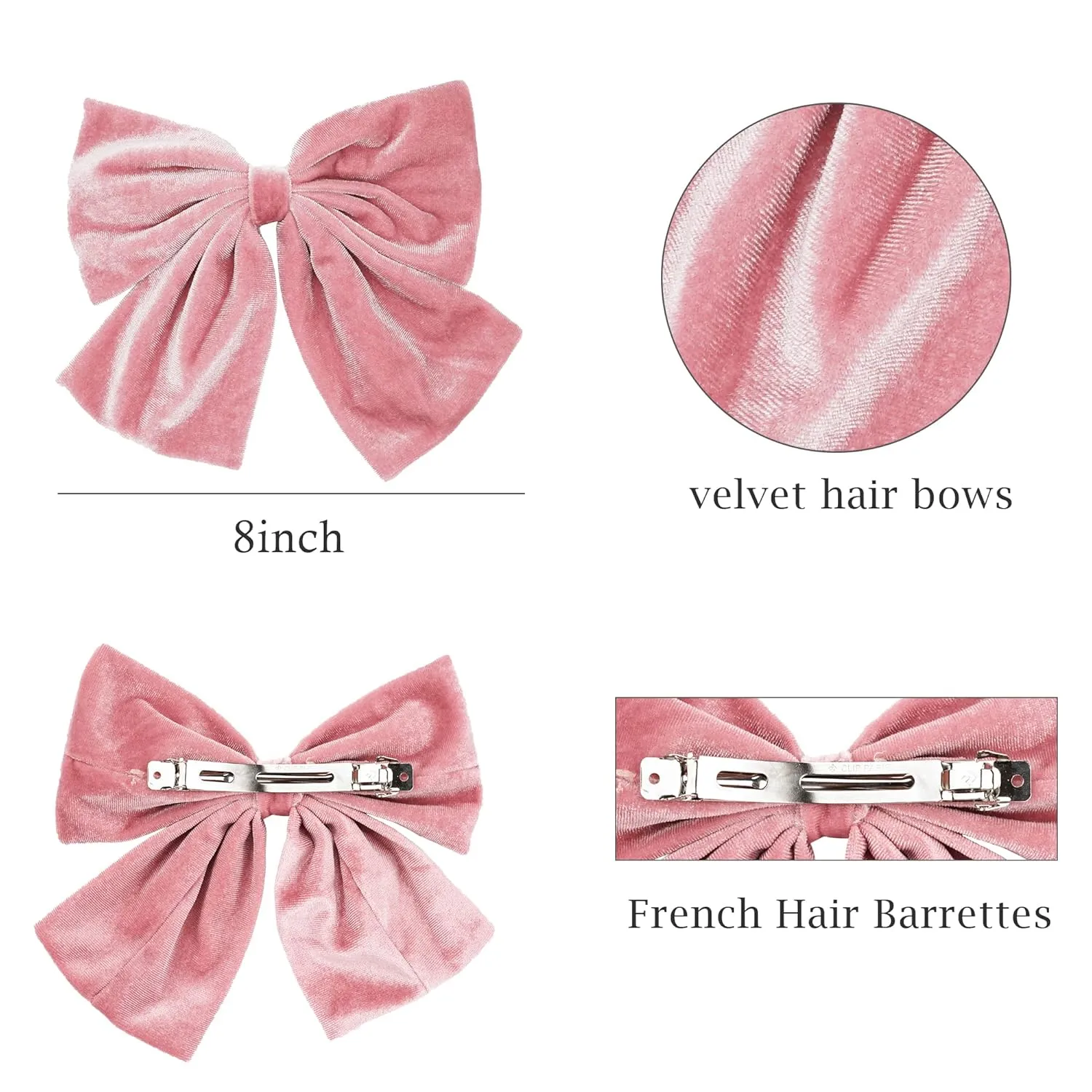 12 Pack Velvet Hair Bows Clips 8Inch Big Large Velvet Bows French Hair Barrettes Vintage Accessories for Teens Girls Women