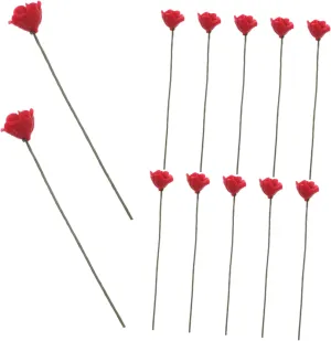 12pcs Miniature Red Roses Bouquet Scale Artificial Flower Decor for Dollhouse Wedding and Home Decoration Faux Rose Models for