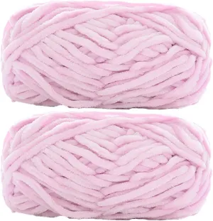 2 Pack Chenille Velvet Yarn Knitting Wool Thick Warm Crochet Knitting Yarns for DIY Hand-Knitted Fabric Art Bag Sweater Doll 200g