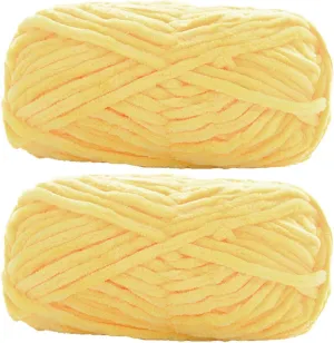 2 Pack Chenille Velvet Yarn Knitting Wool Thick Warm Crochet Knitting Yarns for DIY Hand-Knitted Fabric Art Bag Sweater Doll 200g