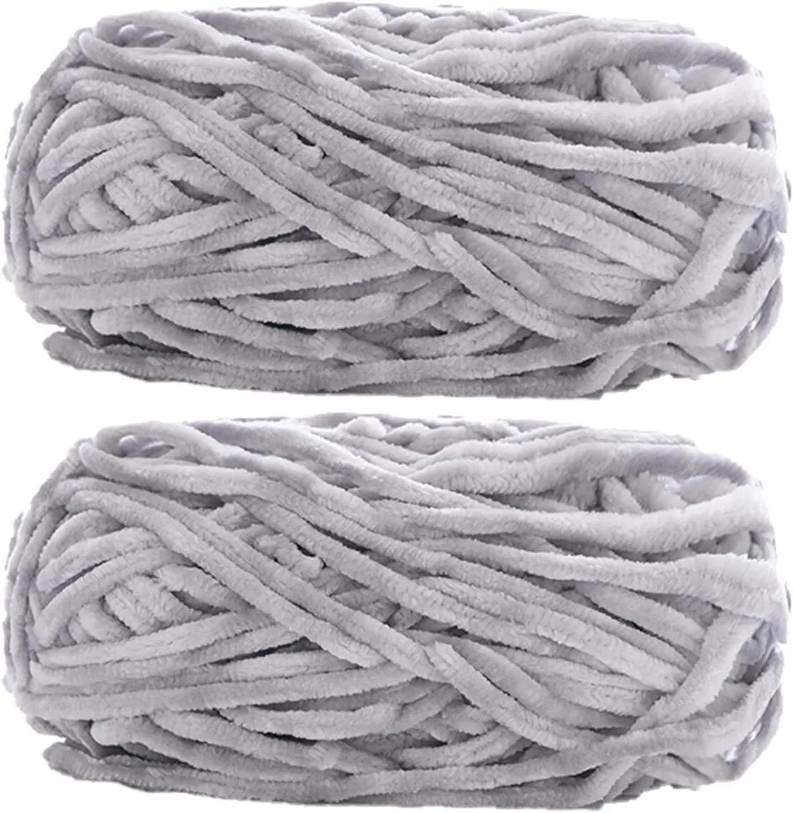 2 Pack Chenille Velvet Yarn Knitting Wool Thick Warm Crochet Knitting Yarns for DIY Hand-Knitted Fabric Art Bag Sweater Doll 200g