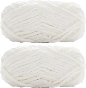 2 Pack Chenille Velvet Yarn Knitting Wool Thick Warm Crochet Knitting Yarns for DIY Hand-Knitted Fabric Art Bag Sweater Doll 200g