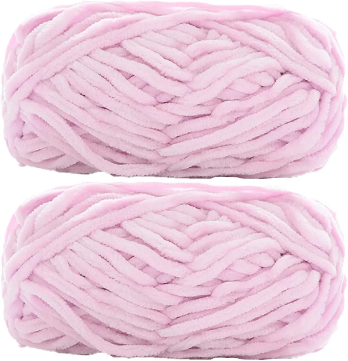 2 Pack Chenille Velvet Yarn Knitting Wool Thick Warm Crochet Knitting Yarns for DIY Hand-Knitted Fabric Art Bag Sweater Doll 200g