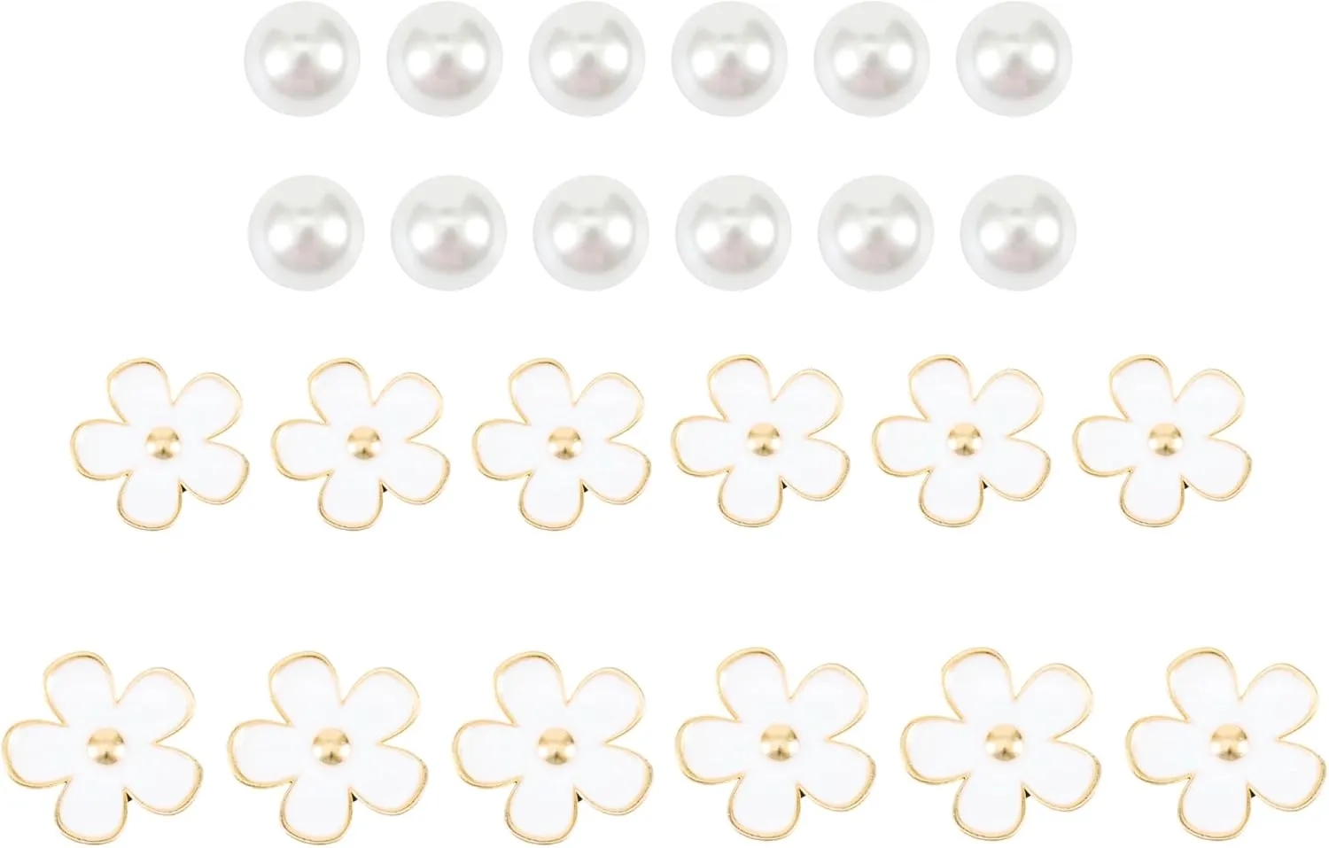 24Pcs Flowers and Pearls Charms for Bogg Bags, Cute White Decoration Accessory for DIY Rubber Beach Tote Handbag
