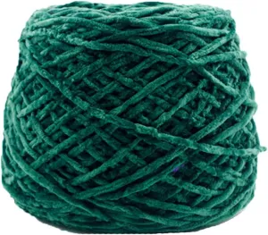 250g Chenille Velvet Yarn - Dark Green Bulky Vegan Soft Yarn - Polyester Blended Cotton - Hand Knitting & Crochet Thread for Clothing, Hat, Scarf, Blanket