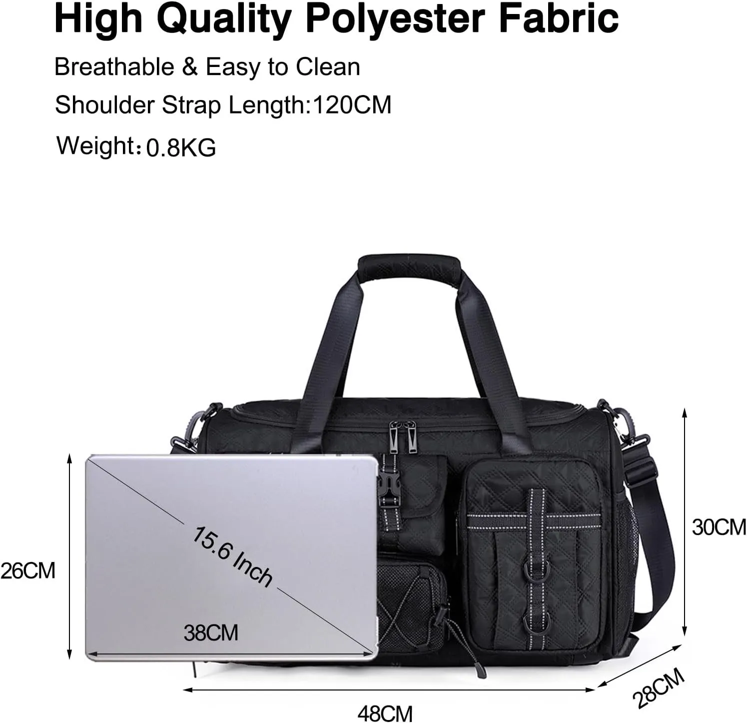 3 in 1 Sports Gym Bag for Women Crossbody Shoulder Bag Men Backpack Weekender Overnight Travel Flight-Approved Duffle Bags with Shoe Compartment & Dry Wet Separation Tote Handbags Black
