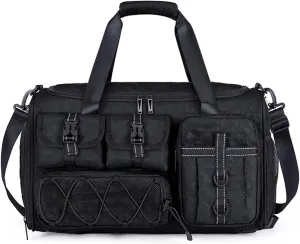 3 in 1 Sports Gym Bag for Women Crossbody Shoulder Bag Men Backpack Weekender Overnight Travel Flight-Approved Duffle Bags with Shoe Compartment & Dry Wet Separation Tote Handbags Black