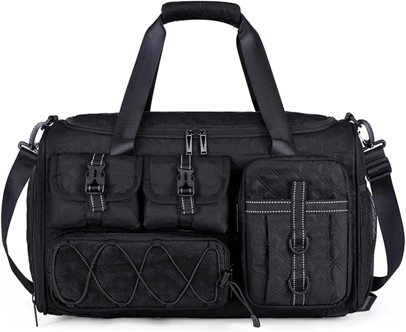 3 in 1 Sports Gym Bag for Women Crossbody Shoulder Bag Men Backpack Weekender Overnight Travel Flight-Approved Duffle Bags with Shoe Compartment & Dry Wet Separation Tote Handbags Black