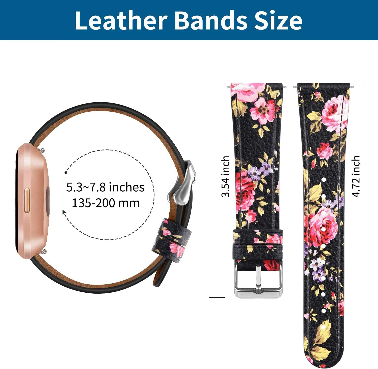 3 Pack Leather Bands Compatible With Fitbit Versa 2/Lite/SE for Women Men, Adjustable Soft Leather Replacement Strap Wristband for Smart Watch