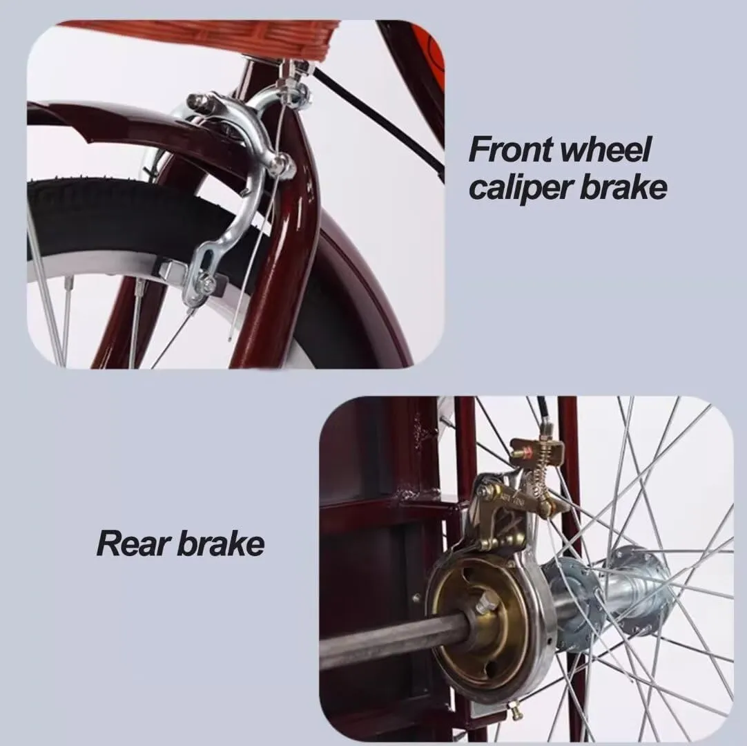 3 Wheels Bicycle for Adult and Elderly,Double Person Trike with Back seat,Human Powered Rickshaw Tricycle,Front Wheel Caliper Brake,Lockable seat Cabin