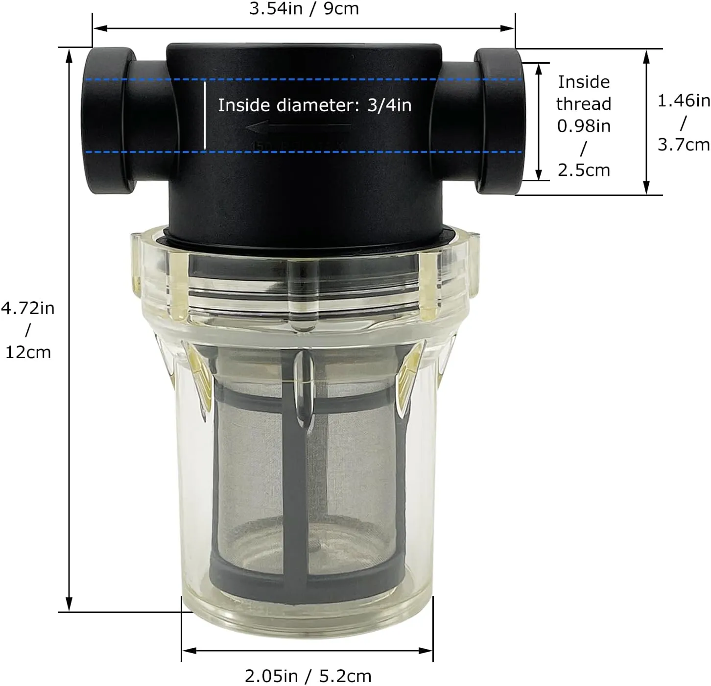 3/4" Female NPT in-Line Strainer with 100 mesh Stainless Steel Filter Screen (3/4“ 100 Mesh)