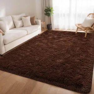4x6 Area Rugs for Living Room Non Slip, Brown Fluffy Bedroom Machine Washable, Shaggy Carpet Classroom Kids Nursery Kids Boys Room