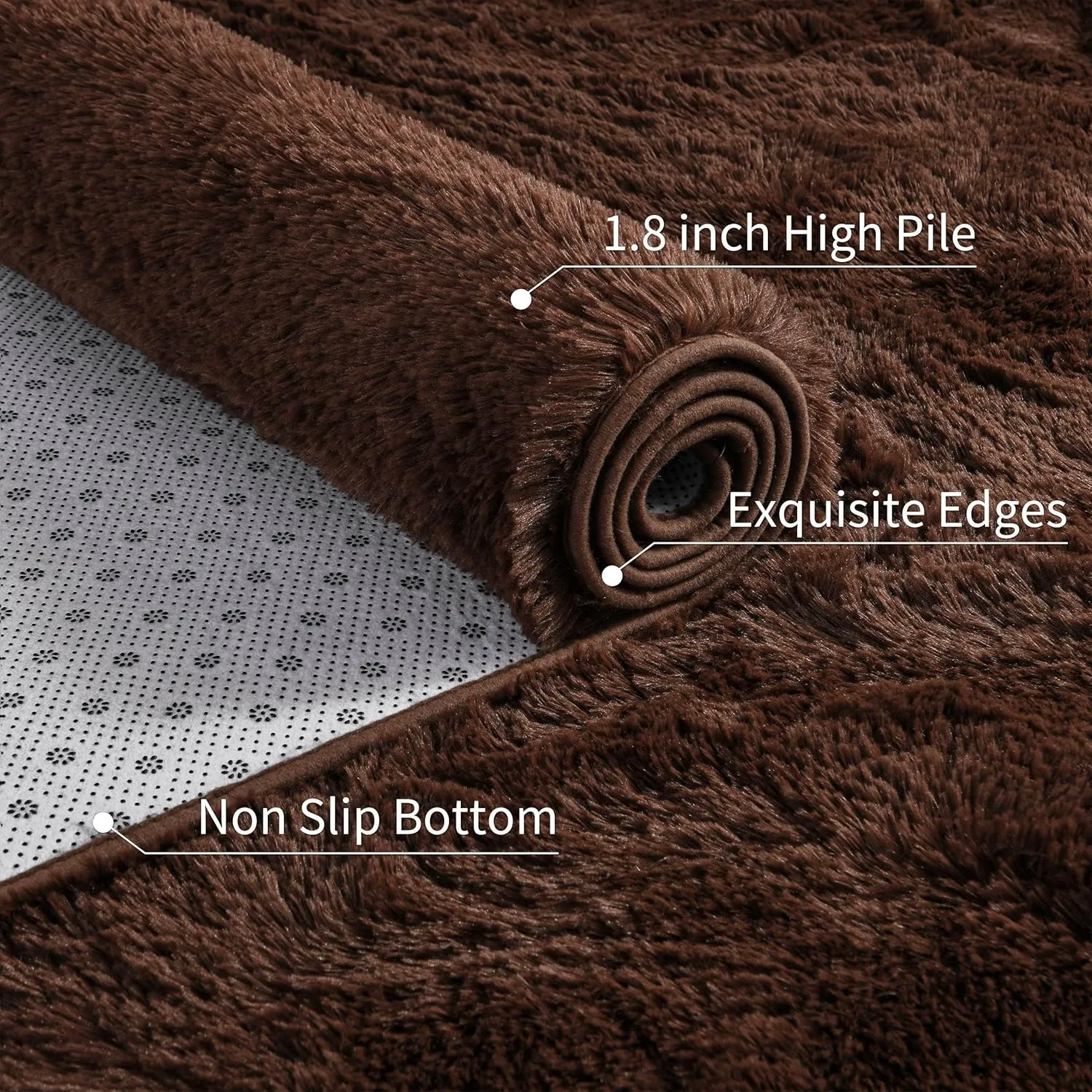 4x6 Area Rugs for Living Room Non Slip, Brown Fluffy Bedroom Machine Washable, Shaggy Carpet Classroom Kids Nursery Kids Boys Room
