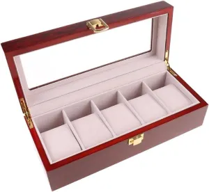 5 Slots Display Watch Boxes Wood Watch Storage Boxes for CASE with Lock Organize