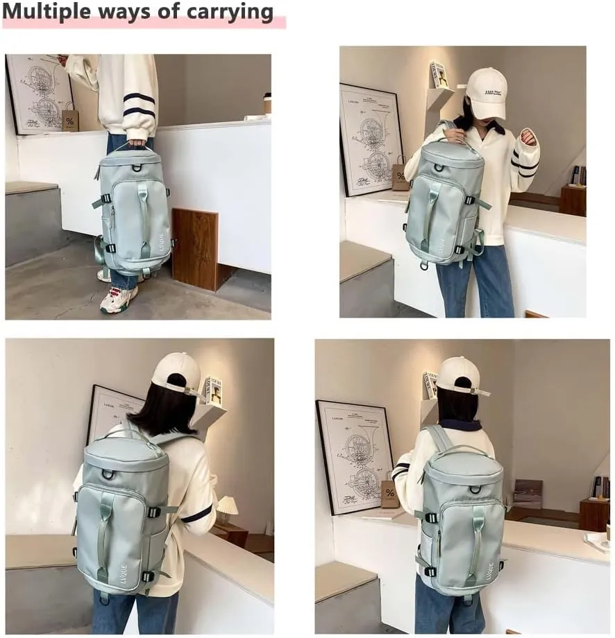 55L Unisex Wet & Dry Separation Gym Bag With Shoes Compartment,Pack Duffel Bag With Hidden Removable Straps.