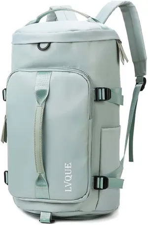 55L Unisex Wet & Dry Separation Gym Bag With Shoes Compartment,Pack Duffel Bag With Hidden Removable Straps.
