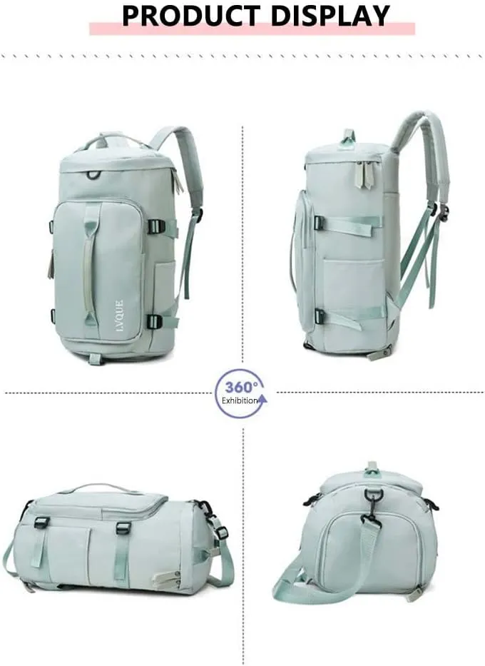 55L Unisex Wet & Dry Separation Gym Bag With Shoes Compartment,Pack Duffel Bag With Hidden Removable Straps.