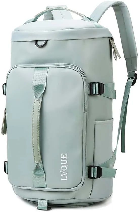 55L Unisex Wet & Dry Separation Gym Bag With Shoes Compartment,Pack Duffel Bag With Hidden Removable Straps.