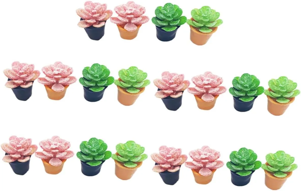60pcs Mini Plants Realistic Imitation Potted Flowers for Dollhouse Decoration Compact Simulation Bonsai Craft for Boys and Girls Home Decor Random Style