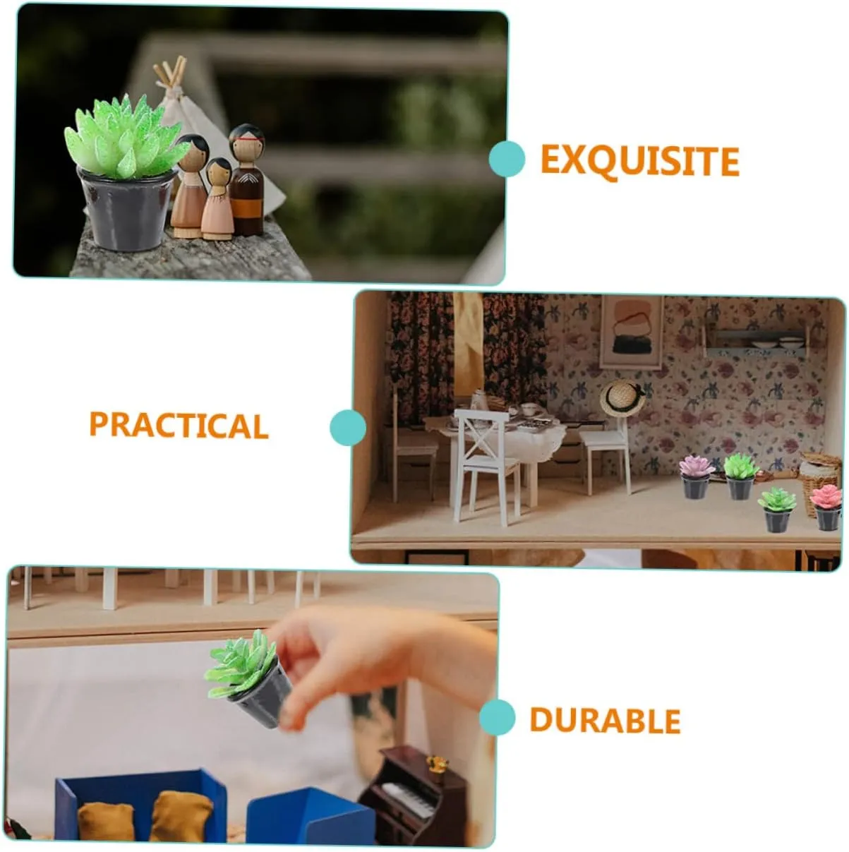 60pcs Mini Plants Realistic Imitation Potted Flowers for Dollhouse Decoration Compact Simulation Bonsai Craft for Boys and Girls Home Decor Random Style