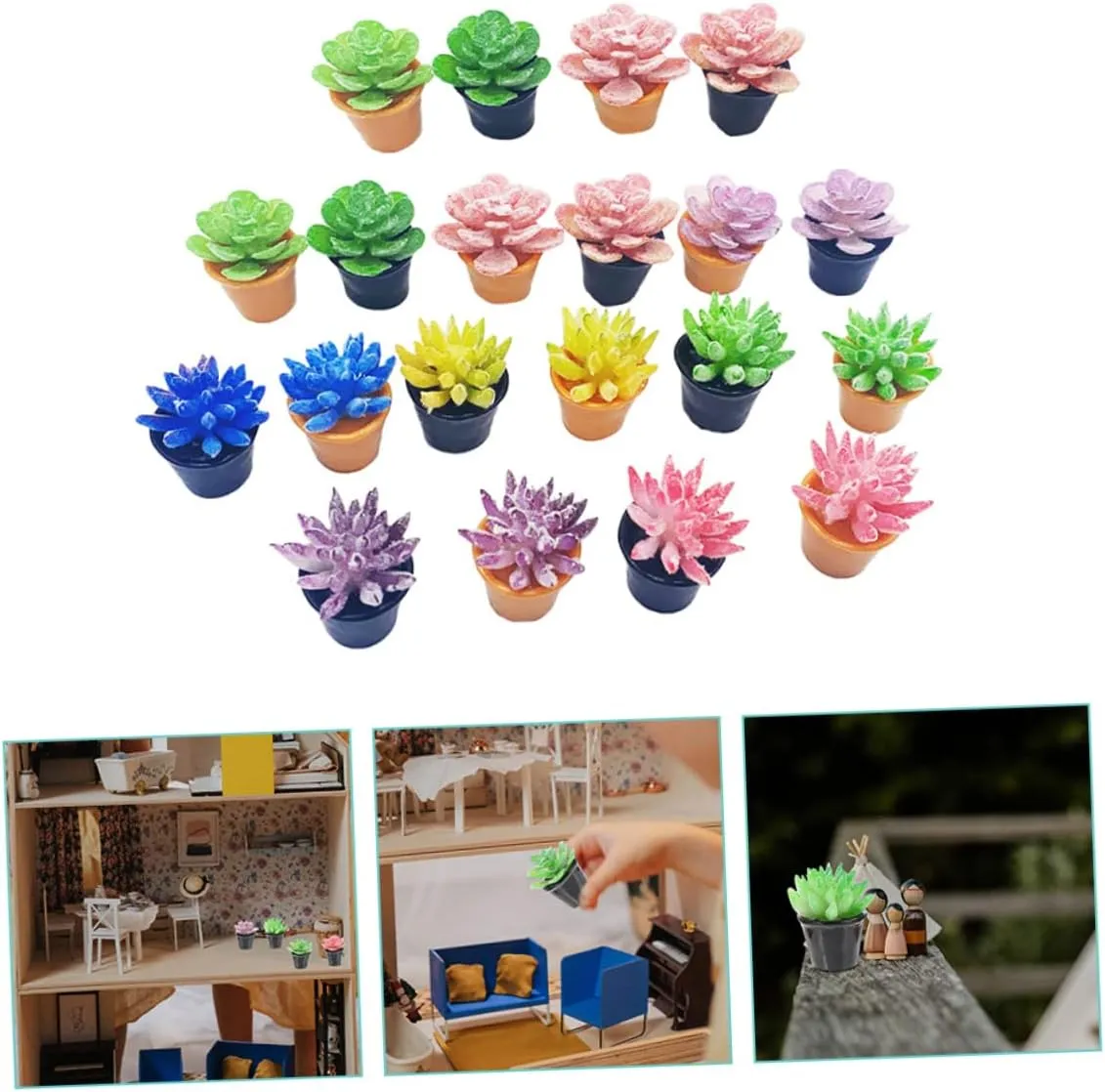 60pcs Mini Plants Realistic Imitation Potted Flowers for Dollhouse Decoration Compact Simulation Bonsai Craft for Boys and Girls Home Decor Random Style