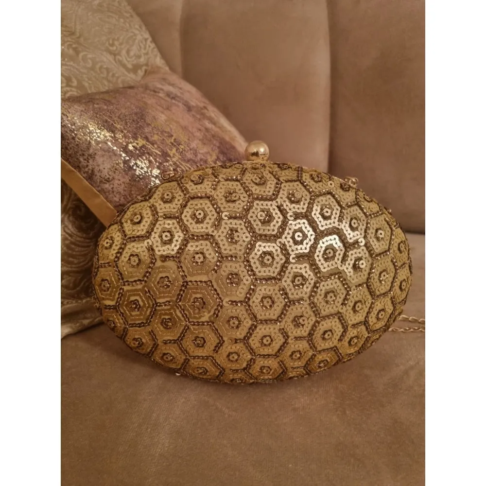 A Clutch Story Honeycomb Sequins Clutch