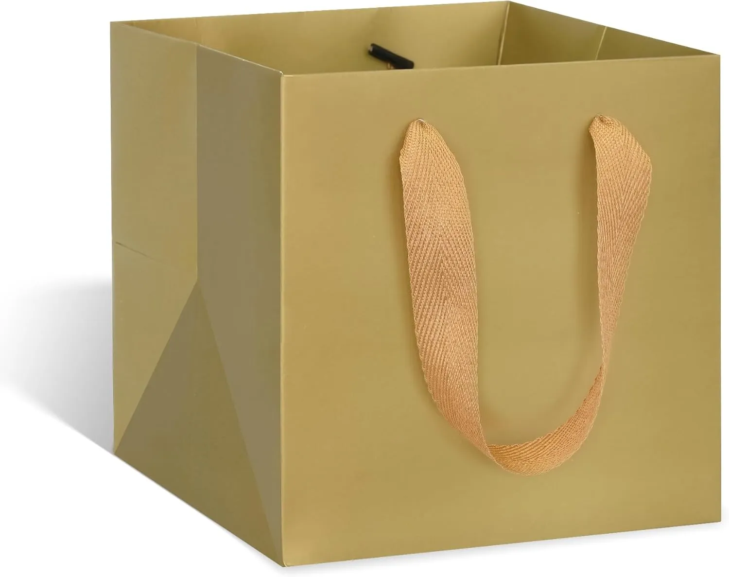 ADIDO EVA Gold Square Gift Bags Small Size Square Bottom Paper Bags with Handles for Party Favor, Shopping Bag (8x8x8 In, 10 CT)