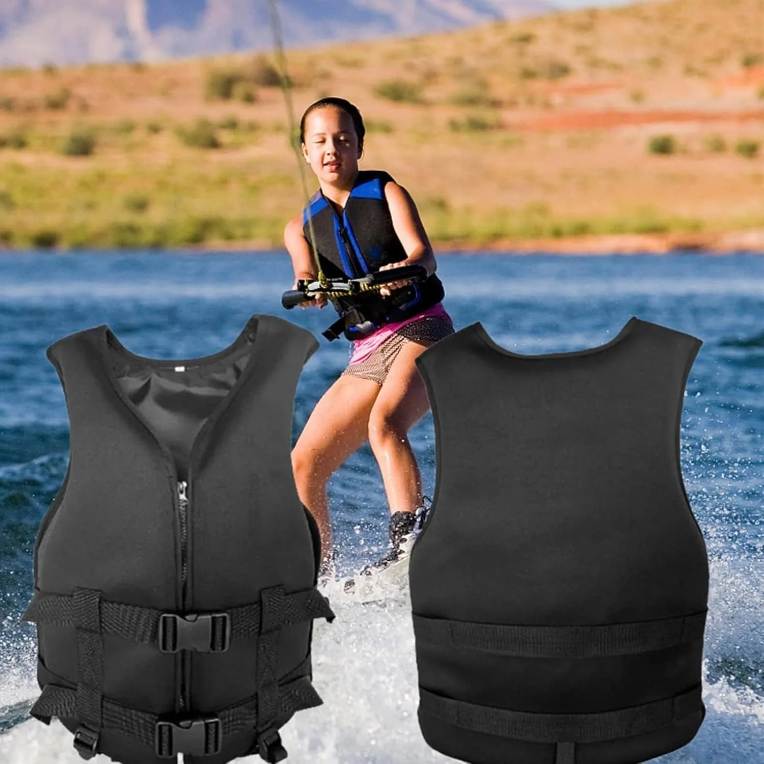 Adjustable Flotation Vest for Adults, Breathable Mesh Lightweight Buoyancy Aid, with Safety Buckles, for Water Activities, Swimming, Diving