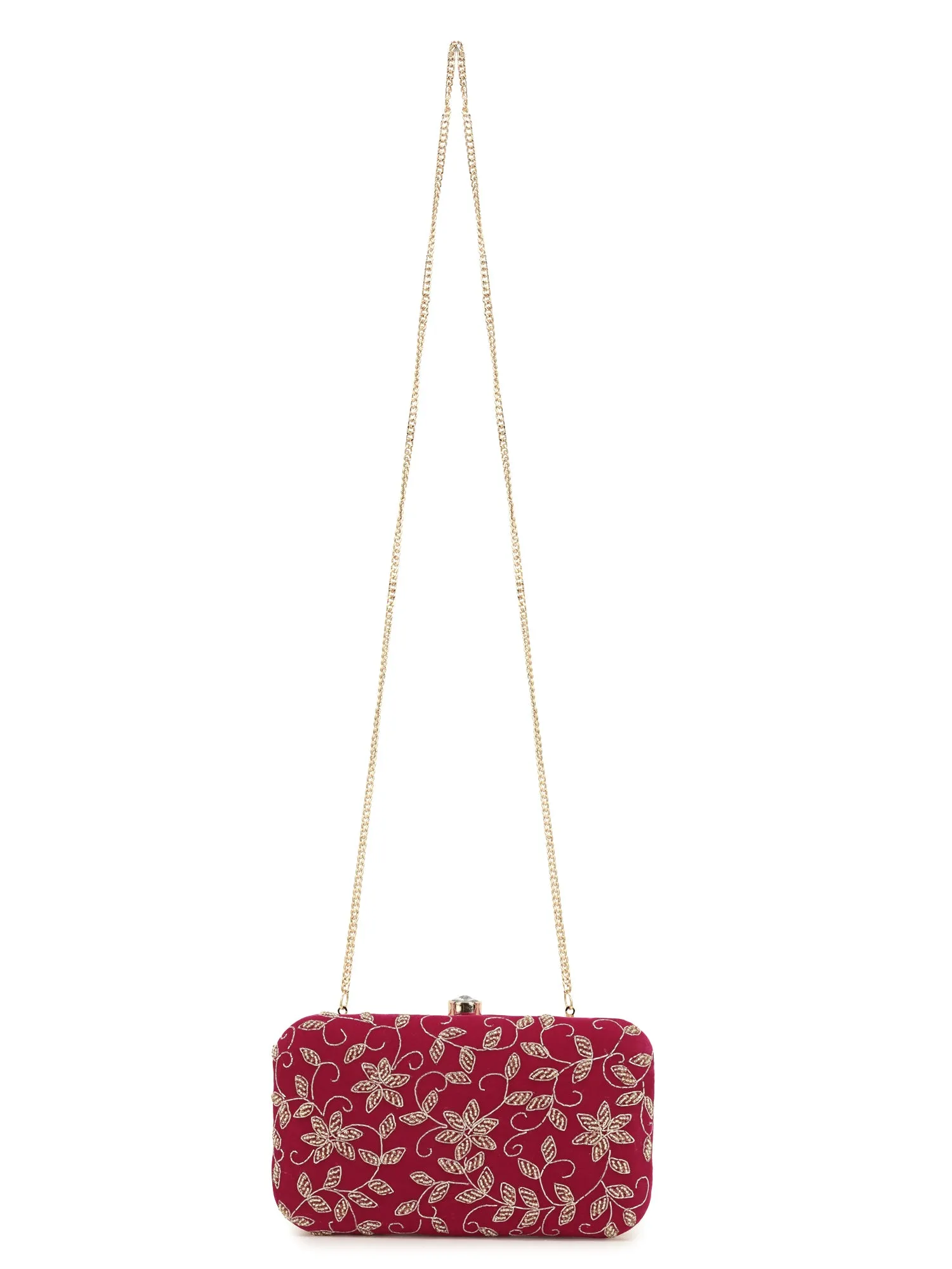 Adorn Botanical Embellished Velvet Clutch