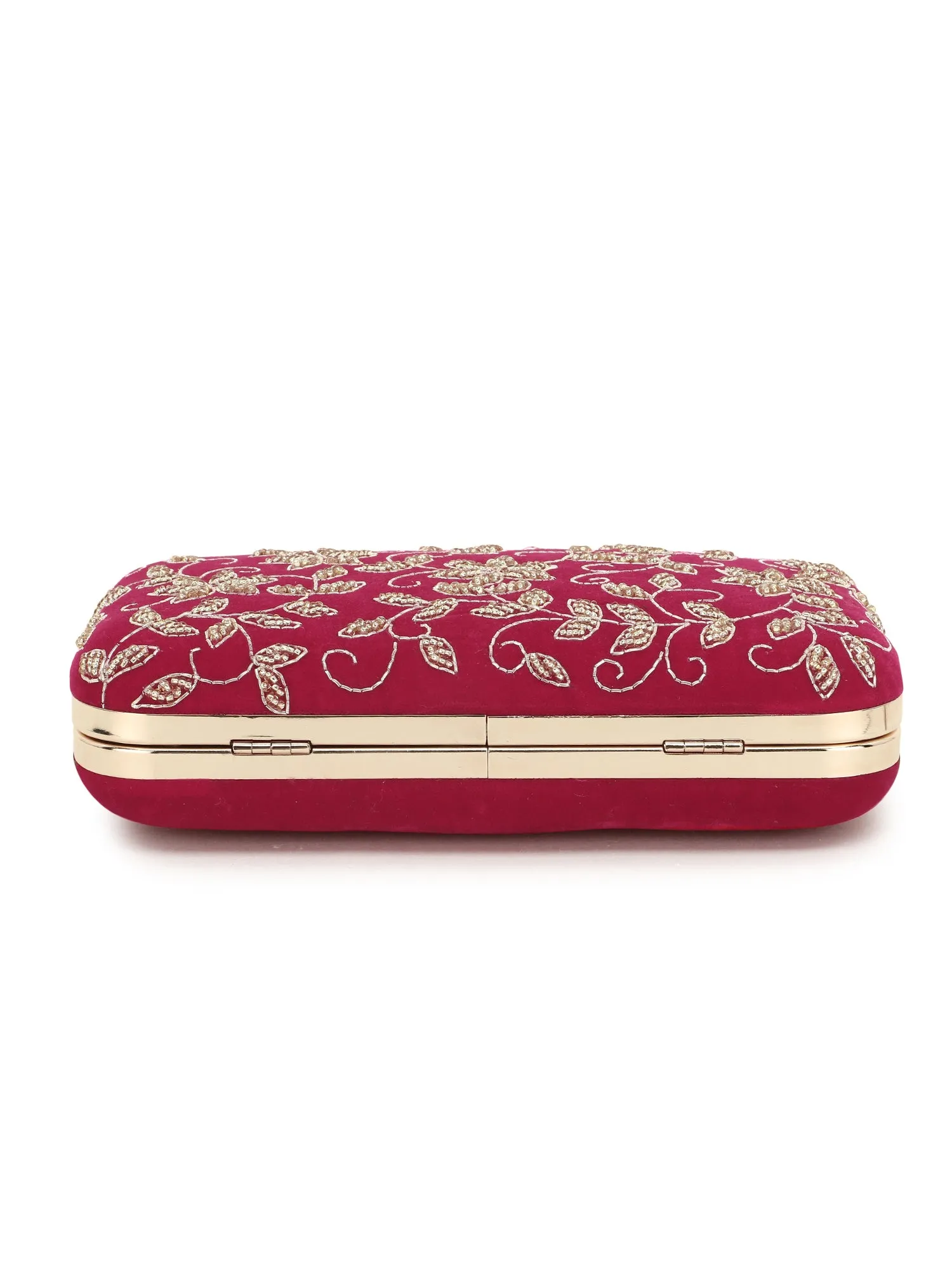 Adorn Botanical Embellished Velvet Clutch