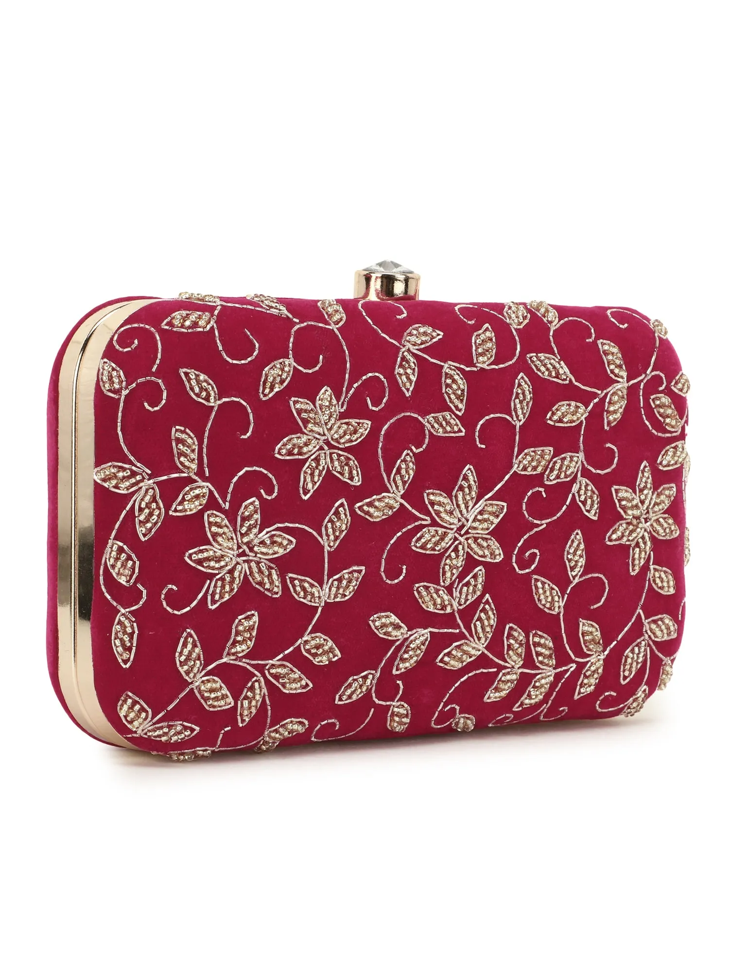 Adorn Botanical Embellished Velvet Clutch