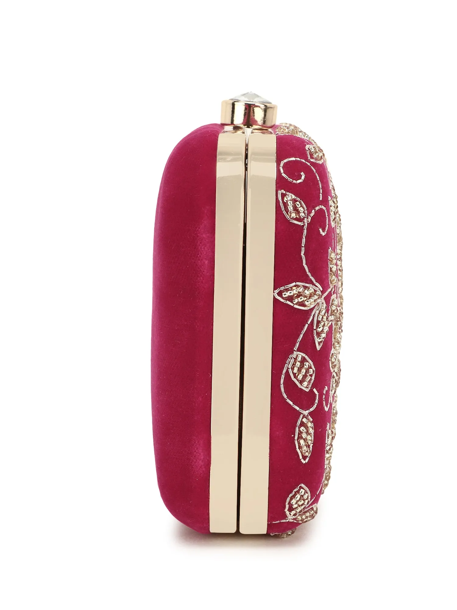 Adorn Botanical Embellished Velvet Clutch