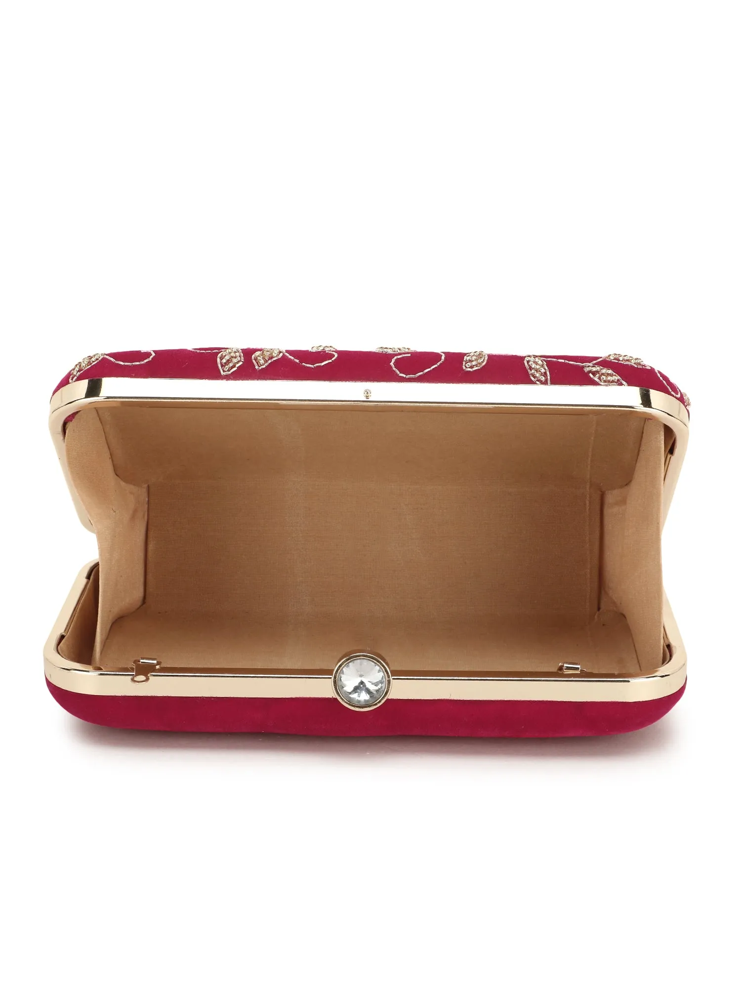 Adorn Botanical Embellished Velvet Clutch