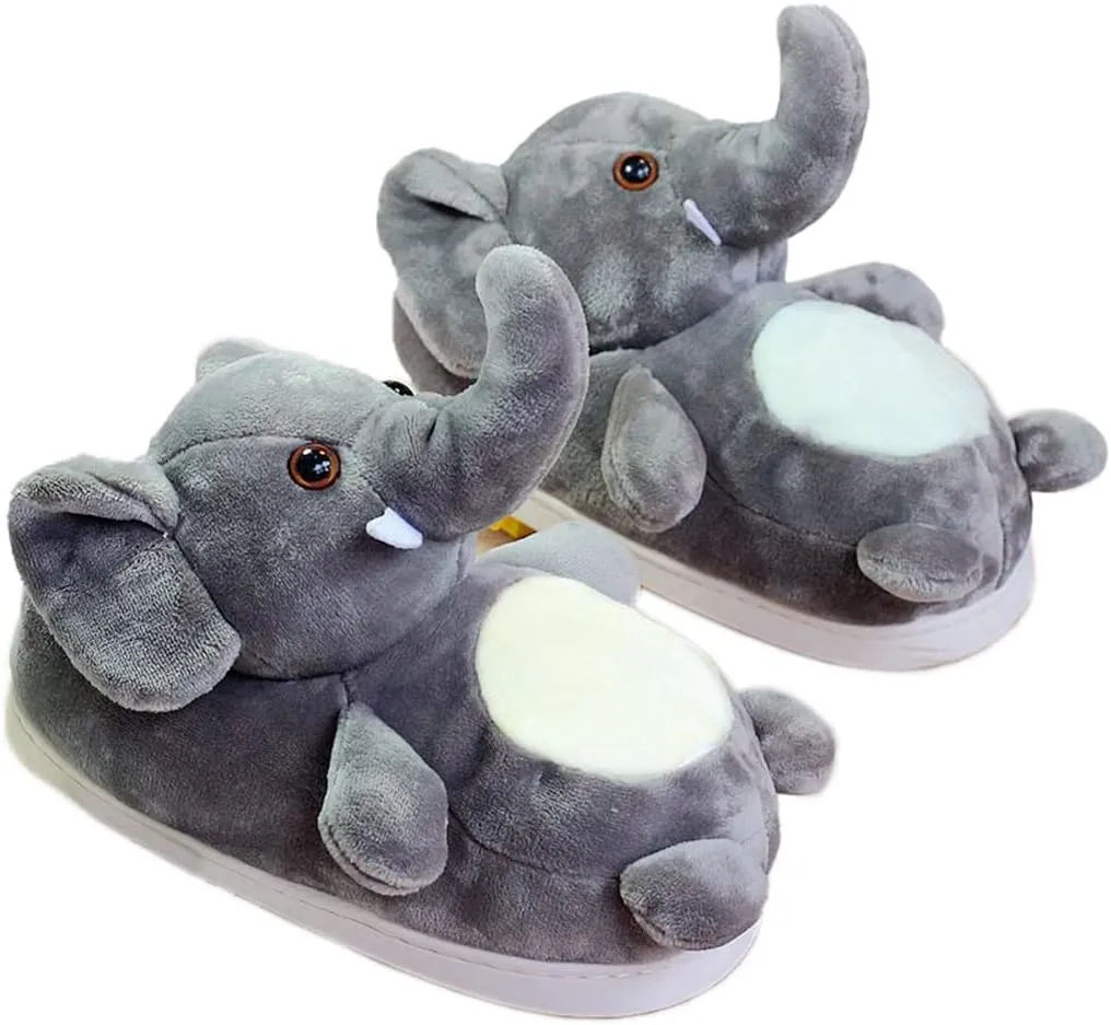 Adult Unisex Elephant & Hamster Slippers - Comfortable, Warm Animal Cartoon Cotton Shoes