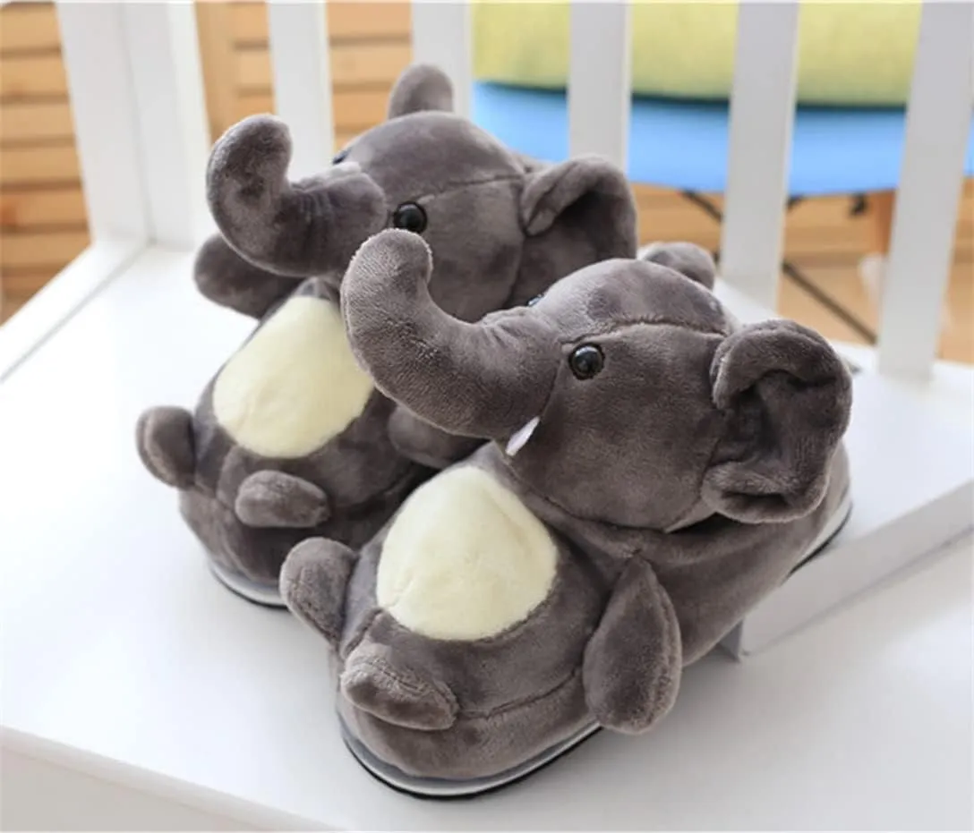 Adult Unisex Elephant & Hamster Slippers - Comfortable, Warm Animal Cartoon Cotton Shoes