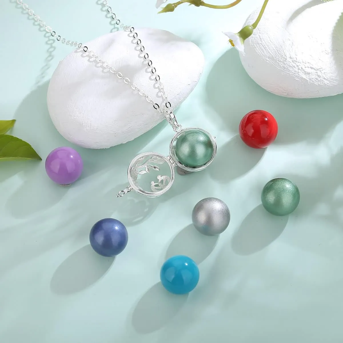 AEONSLOVE Harmony Ball Necklace Tree of Life Angel Chime Caller Necklace, Balls 18MM Llamador De Angeles Bola Necklace Pregnancy Gifts - 30 & 45 Chains