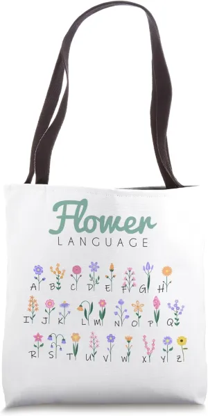 Aesthetic Minimalist Flower Language Alphabet Letter Bouquet Tote Bag