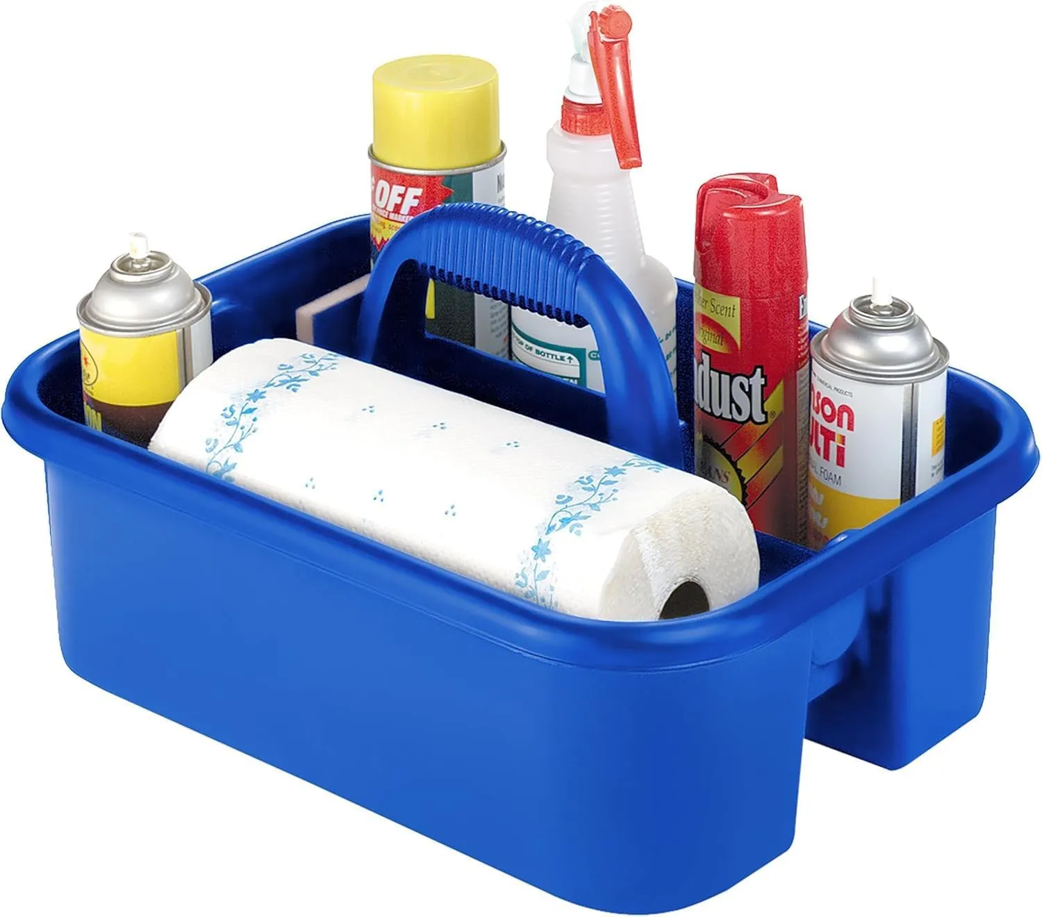 Akro-Mils 09185 Plastic Tote Tool & Supply Cleaning Caddy with Handle, (18-3/8-Inch x 13-7/8-Inch x 9-Inch), Blue (09185BLUE)