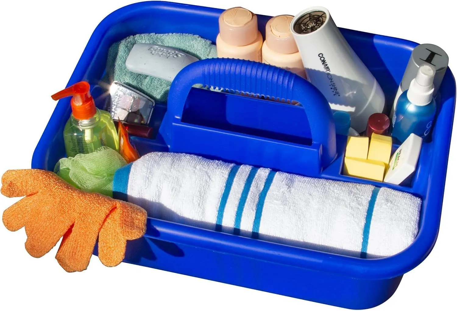 Akro-Mils 09185 Plastic Tote Tool & Supply Cleaning Caddy with Handle, (18-3/8-Inch x 13-7/8-Inch x 9-Inch), Blue (09185BLUE)