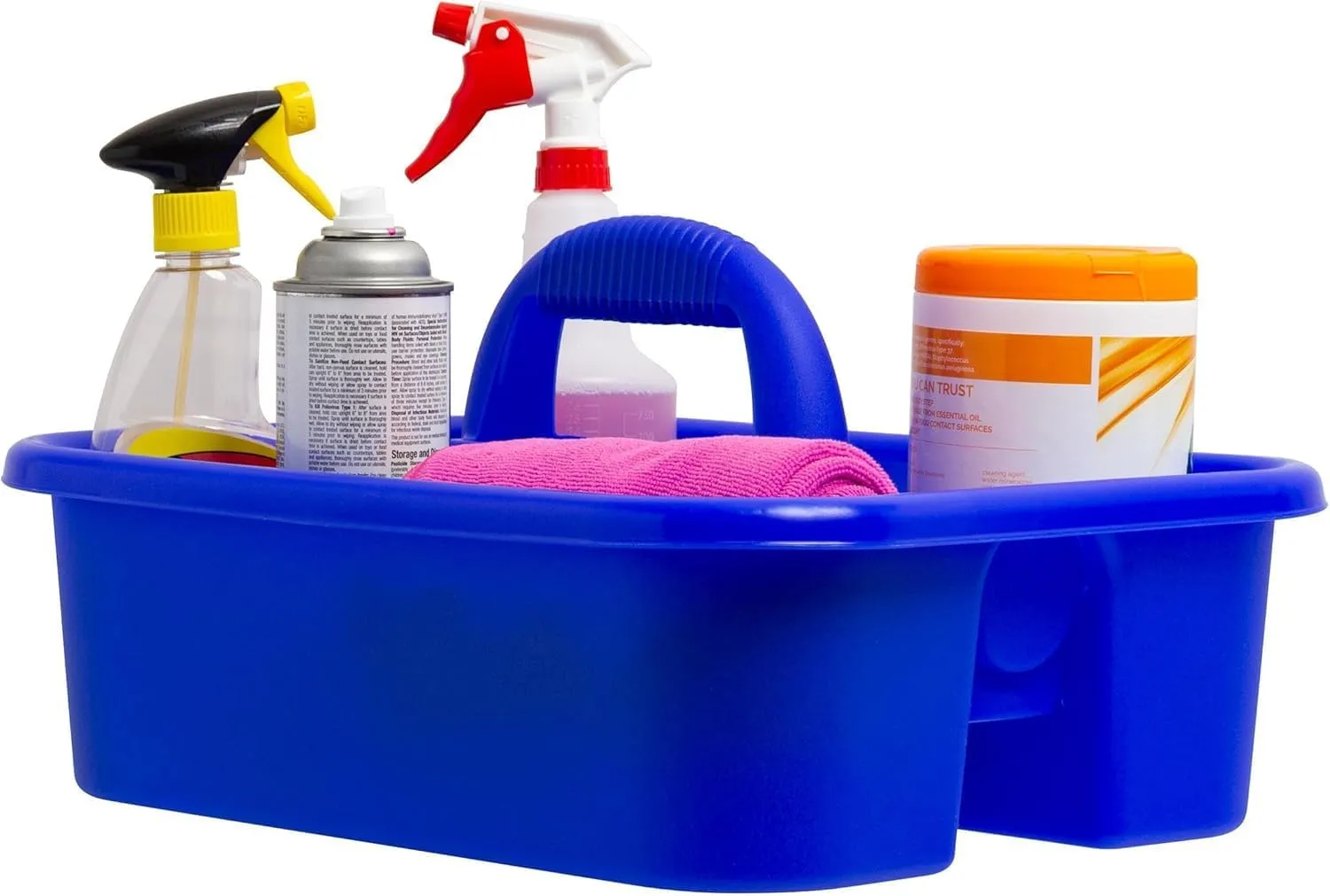 Akro-Mils 09185 Plastic Tote Tool & Supply Cleaning Caddy with Handle, (18-3/8-Inch x 13-7/8-Inch x 9-Inch), Blue (09185BLUE)
