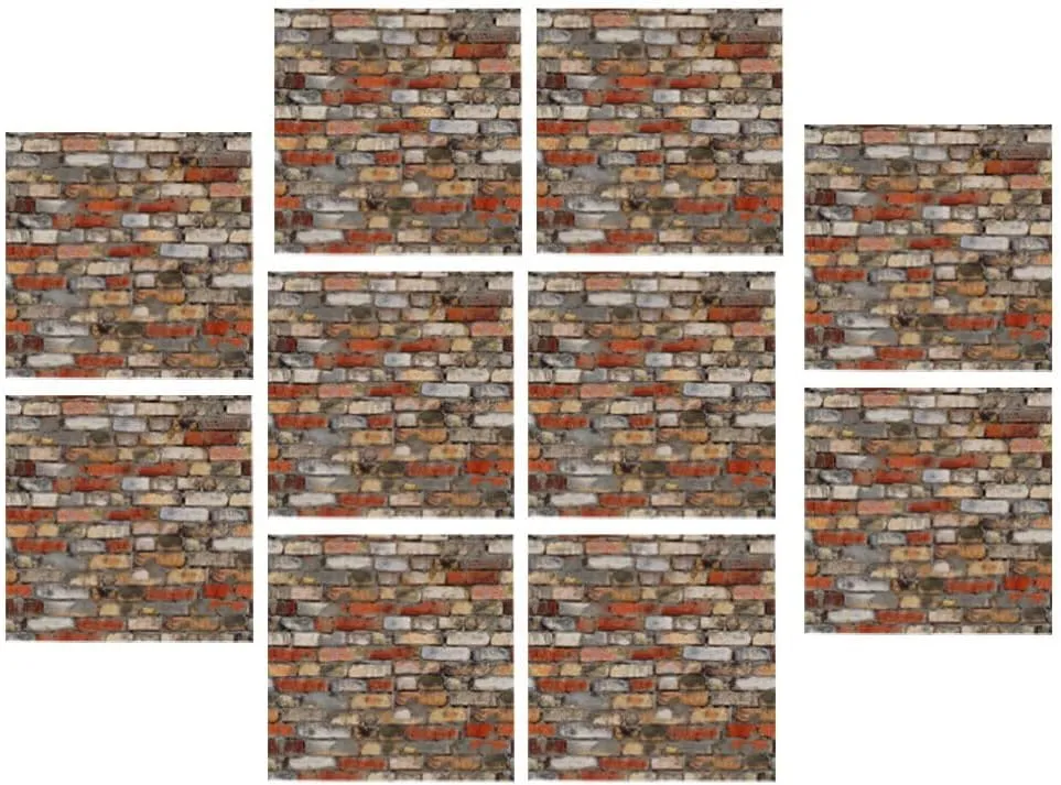 Alasum 12pcs Miniature Dollhouse Accessories Dollhouse Flooring Miniature Floor Tile Stickers Faux 3D Brick Wall Paper Brick Peel and Stick Vinyl Film for Mini House Decor, 10.00X10.00X0.10CM