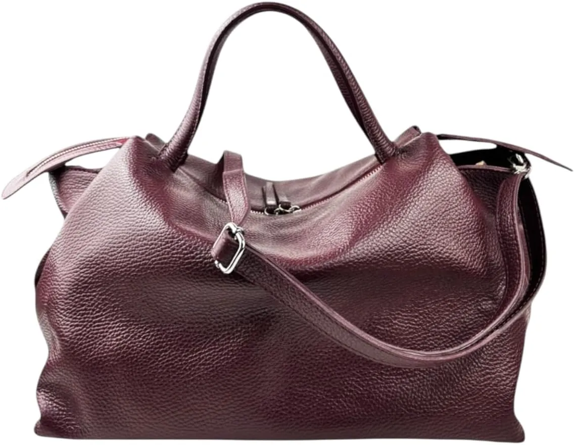 Algedi Handbag, Genuine Leather Made in Italy