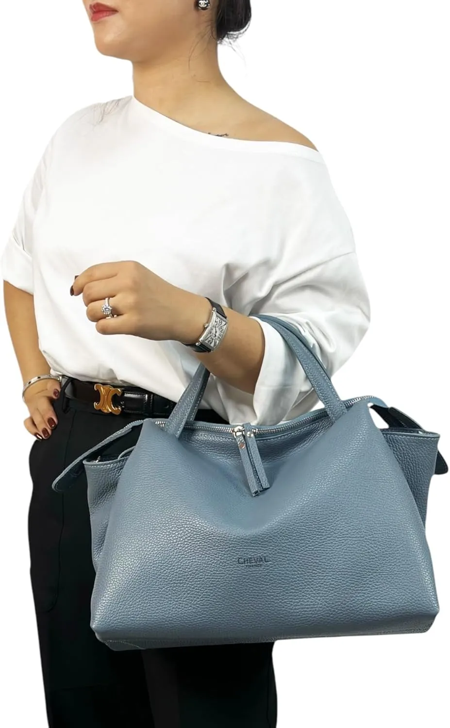 Algedi Handbag, Genuine Leather Made in Italy